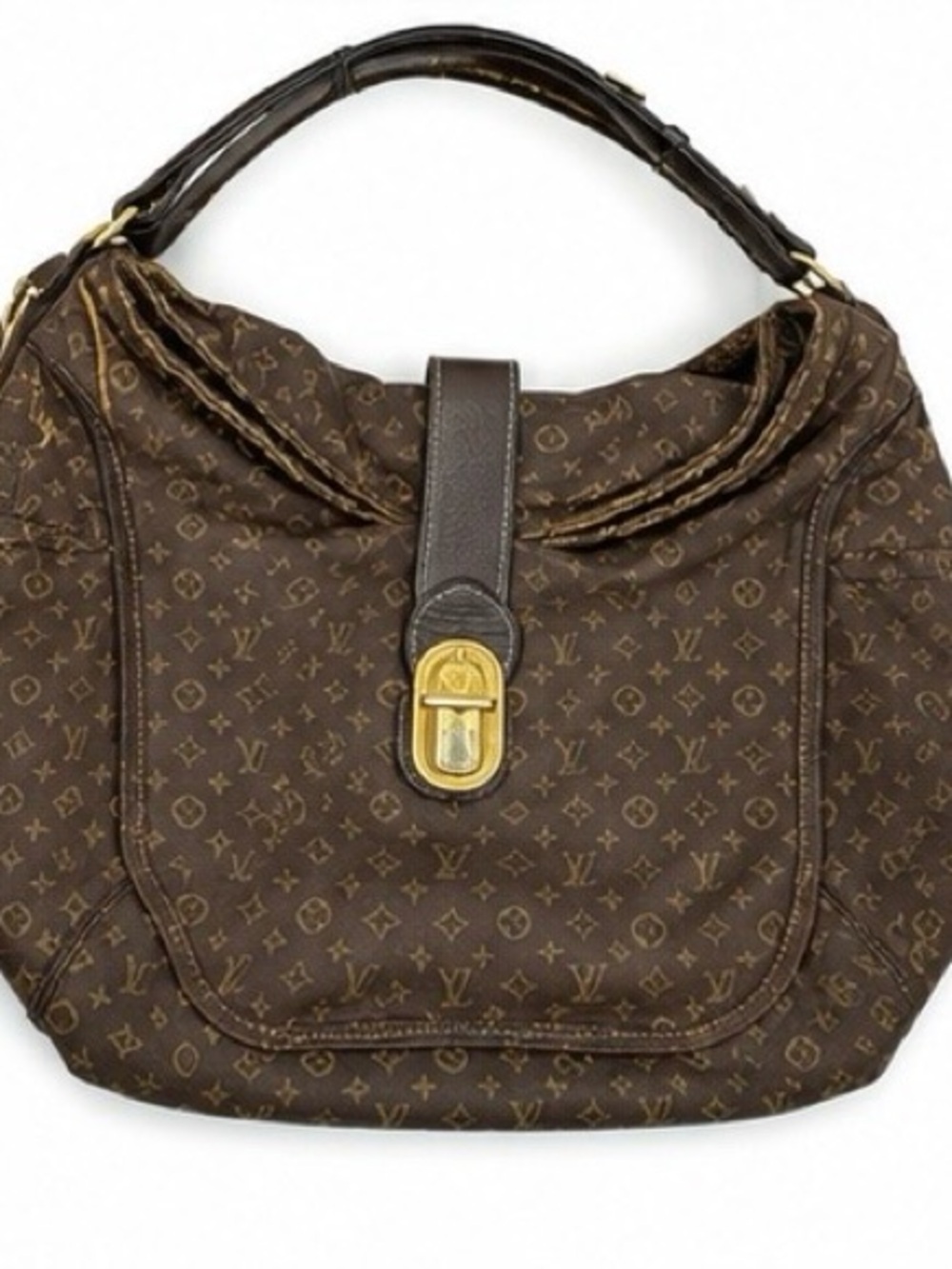 Louis Vuitton Monogram Canvas Hobo Bag in Dark Brown with Gold Hardware